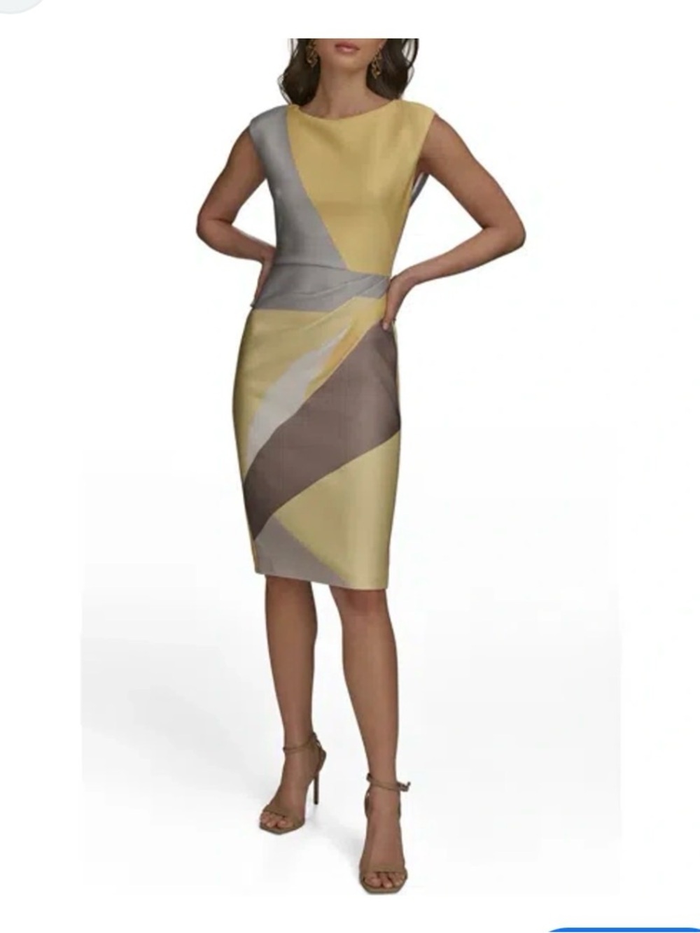 Donna Karan New York Pleated Sheath Dress in Panna Cotta